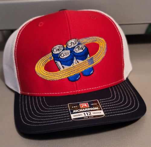 Beer Mile Trucker Cap -Red, White and Ble